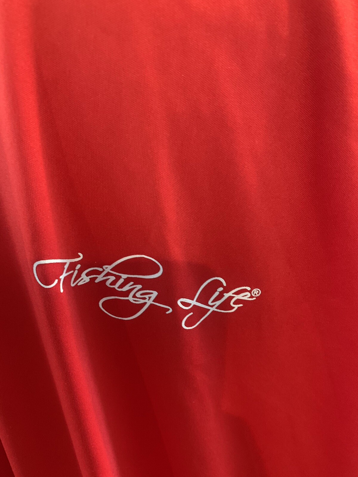 Fishing Life T-Shirt Men’s Long Sleeve Dri-Fit Fishing Boating Red 2XL Polyester