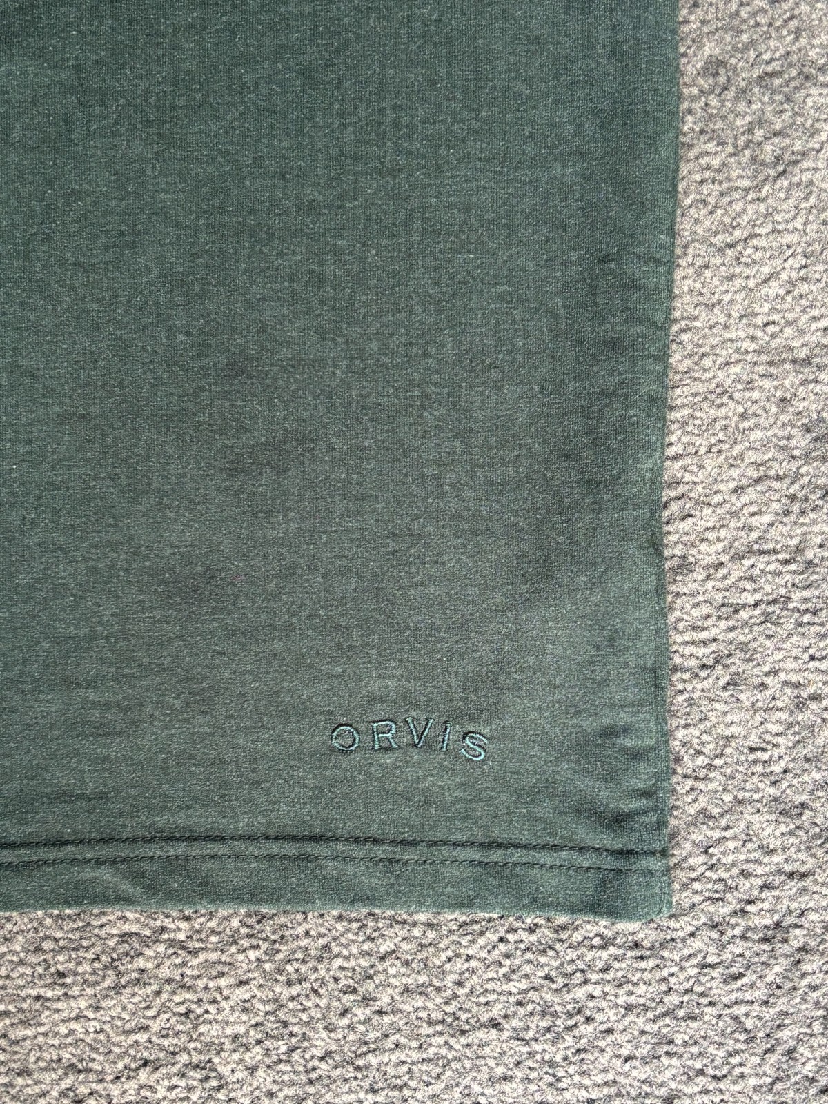 Orvis T-Shirt Men’s Large Green Gray Crew Neck Long Sleeve Classic Pullover