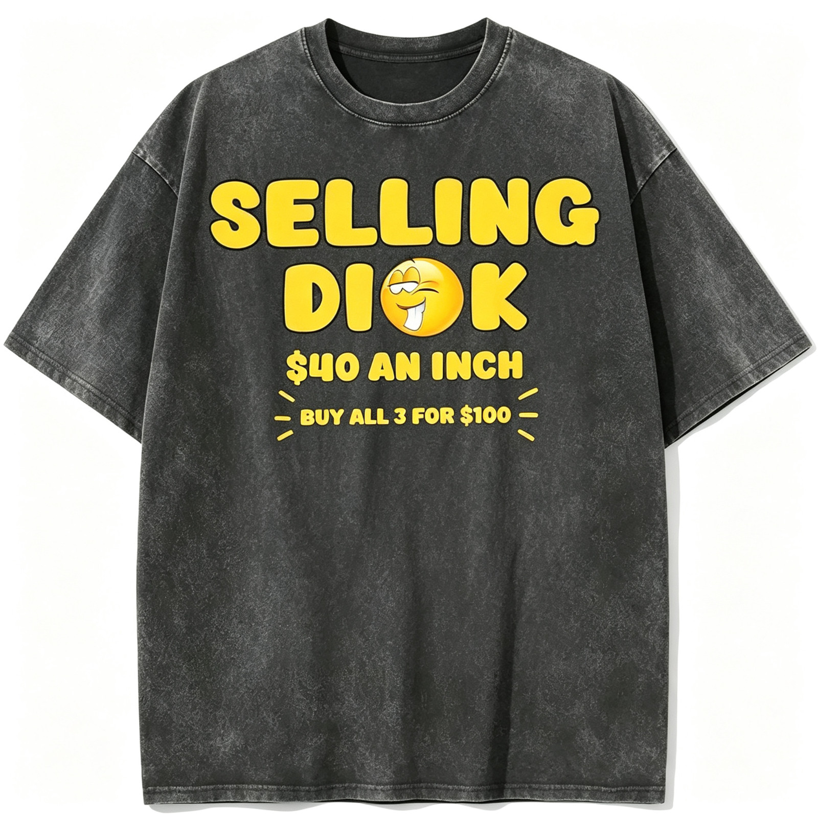 Funny Yellow Slogan Graphic Tee Meme Quote Washed Black Unisex T-Shirt