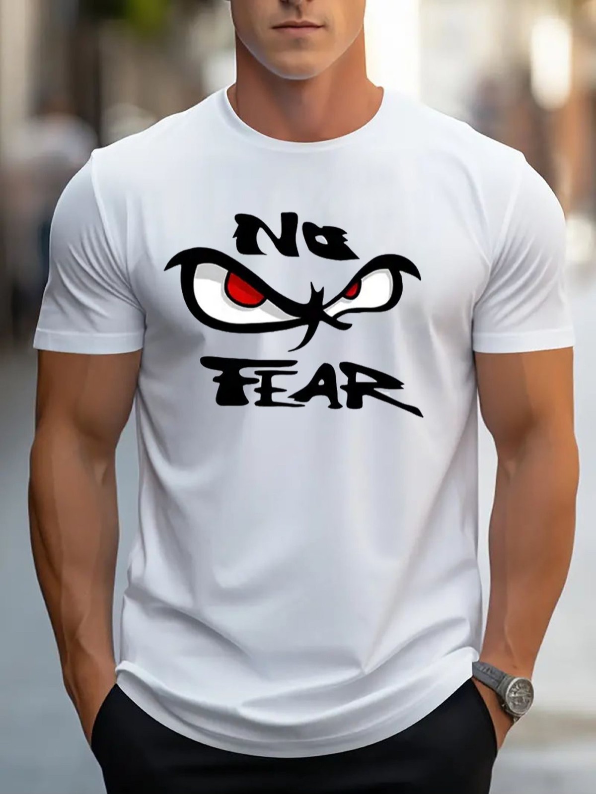 No Fear Retro Graphic T-Shirt – Vintage Style Evil Eyes Streetwear Tee