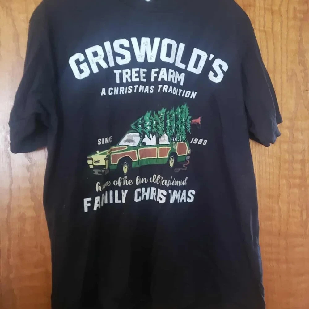 Griswold’s Tree Farm Christmas Vacation T Shirt Men’s Large Navy Holiday Tee