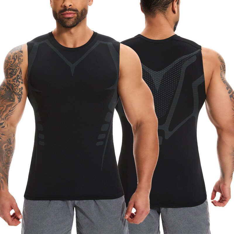 Men Compression Tank Top Workout Shirt Male Slimmer Body Shaper Vest Running Gym