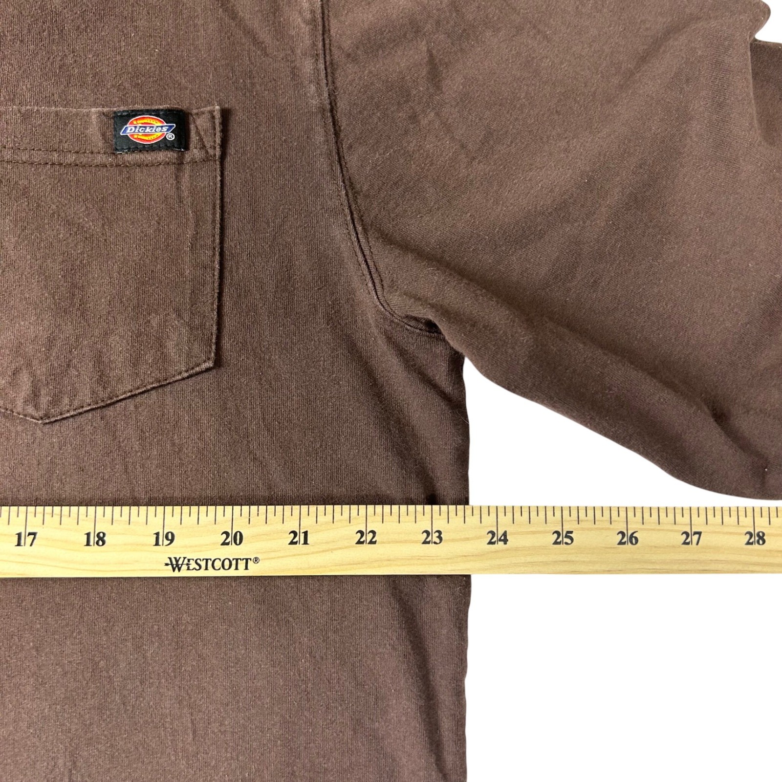 Dickies Mens XLT Brown Long Sleeve Henley Pocket Shirt Cotton WL451CB Tall XL