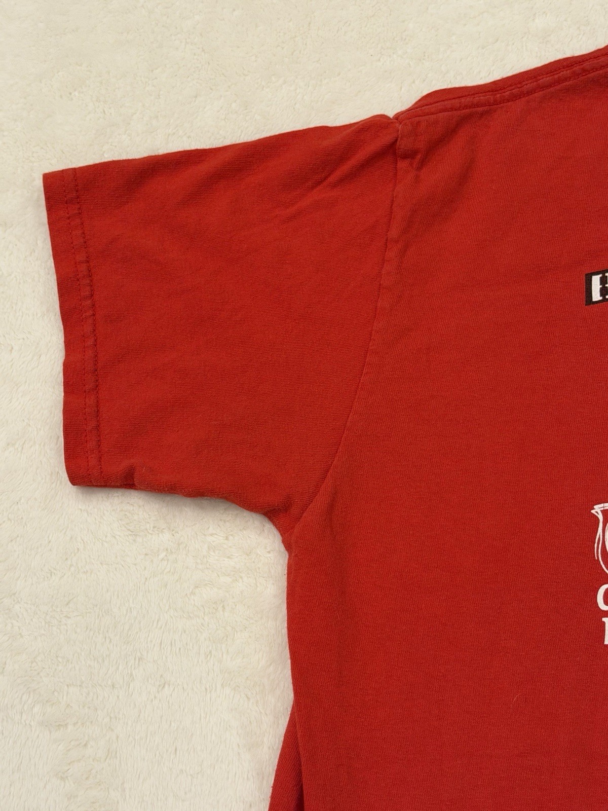 VTG Fruit Of The Loom Heavy Cotton T-Shirt Size M 100% Cotton Graphic Print Red