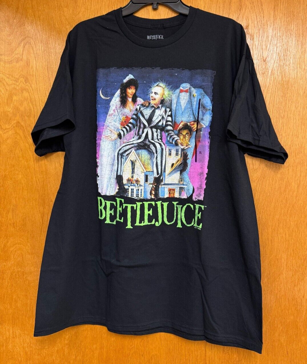 NEW Beetlejuice Movie Distressed Graphic Print Cotton T-Shirt Black Men’s XL NWT