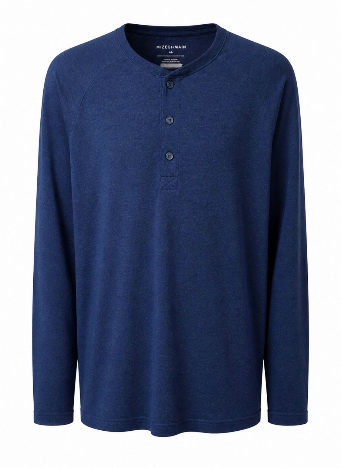 Mizzen+Main EasyKnit Long Sleeve Henley Shirt in Navy Heather Sz L