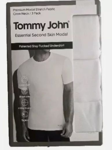 3 PACK TOMMY JOHN WHITE BLACK SECOND SKIN MODAL CREW NECK STAY TUCKED UNDERSHIRT