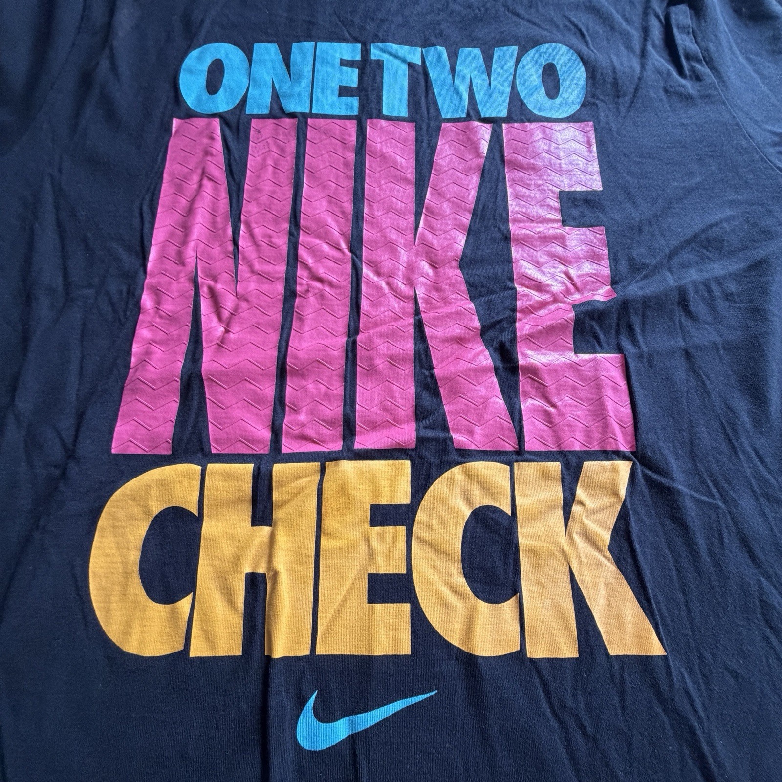 Nike One Two Nike Check T-Shirt Black 2XL Men’s XXLarge Vtg Sportswear NSW