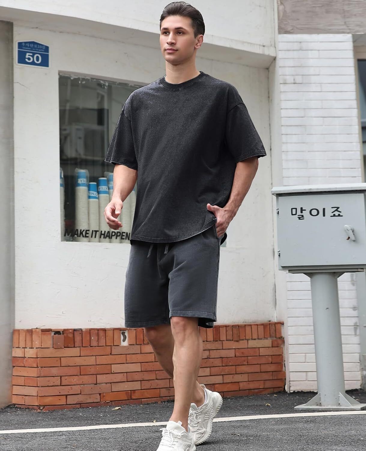 Men’s Vintage Washed Oversized T Shirt Loose Fit 100% Cotton Short Sleeve Tee