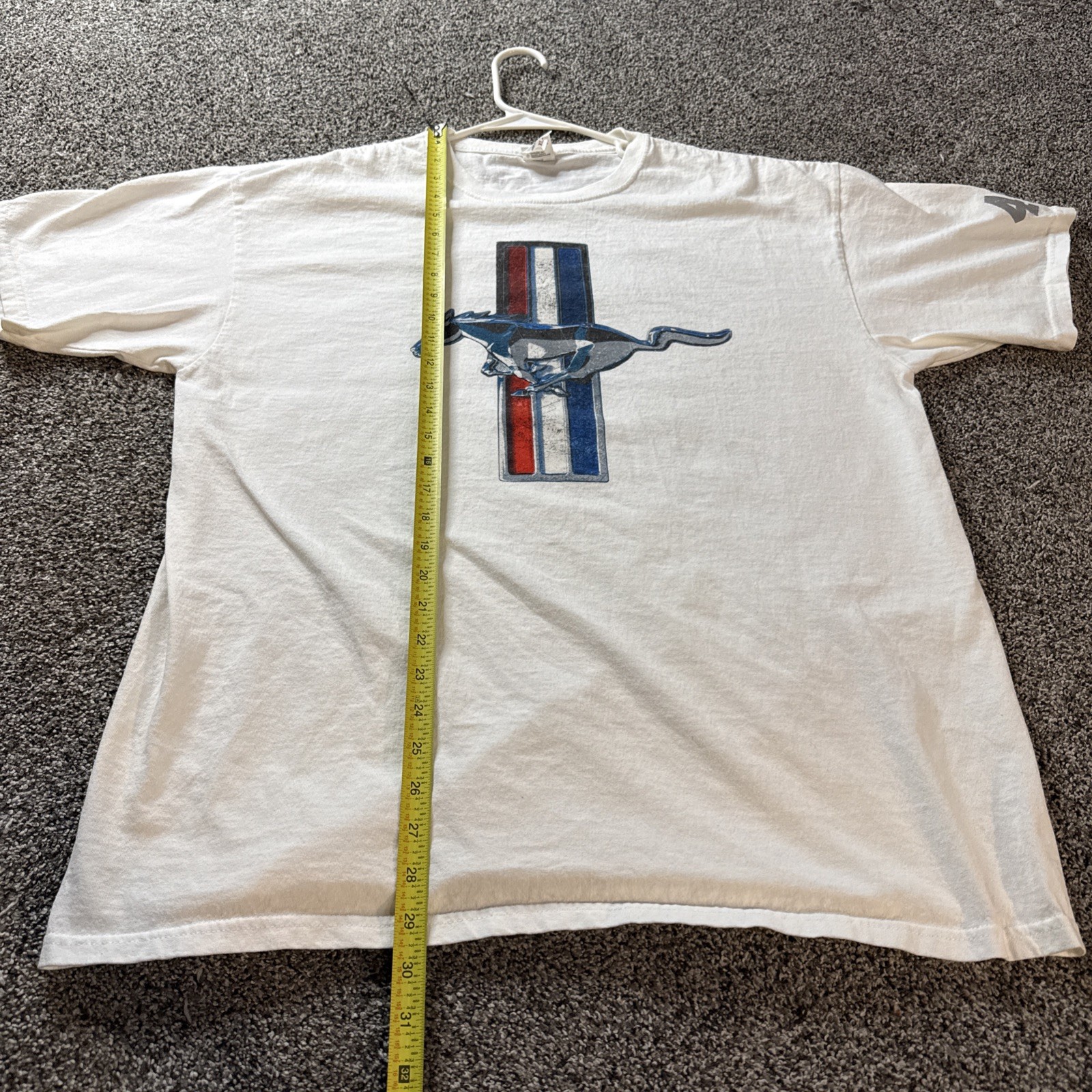 Unbranded Custom Mustang 49 T-shirt Tee Men’s XL White Red Blue