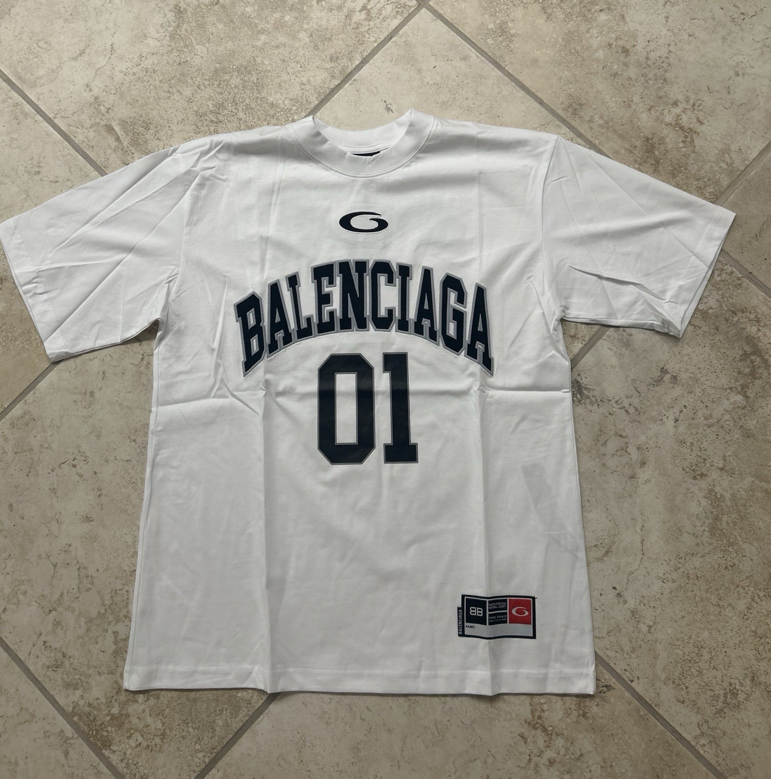 Balenciaga Oversized 01 Jersey T-Shirt Size L White Short Sleeve