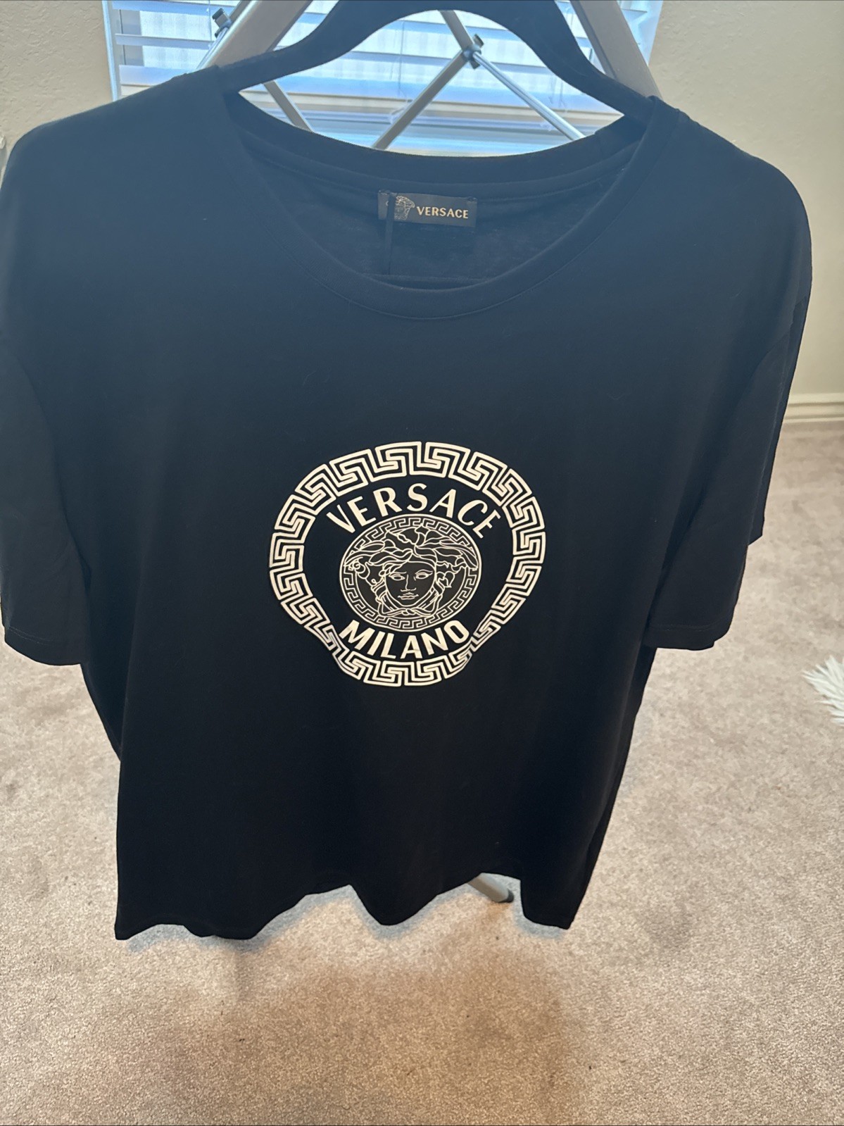 Versace Men’s Black Logo Print Crewneck Short Sleeve T-Shirt 3xl