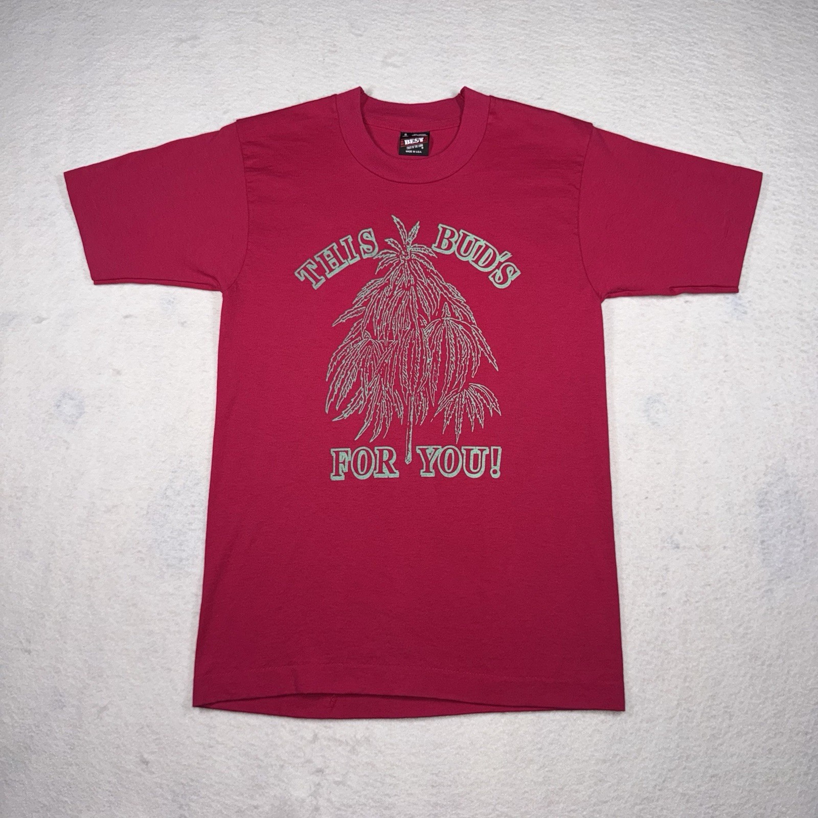 Vintage “This Bud’s For You” Shirt Marijuana Pot Single Stitch 80s 90s Hippy S