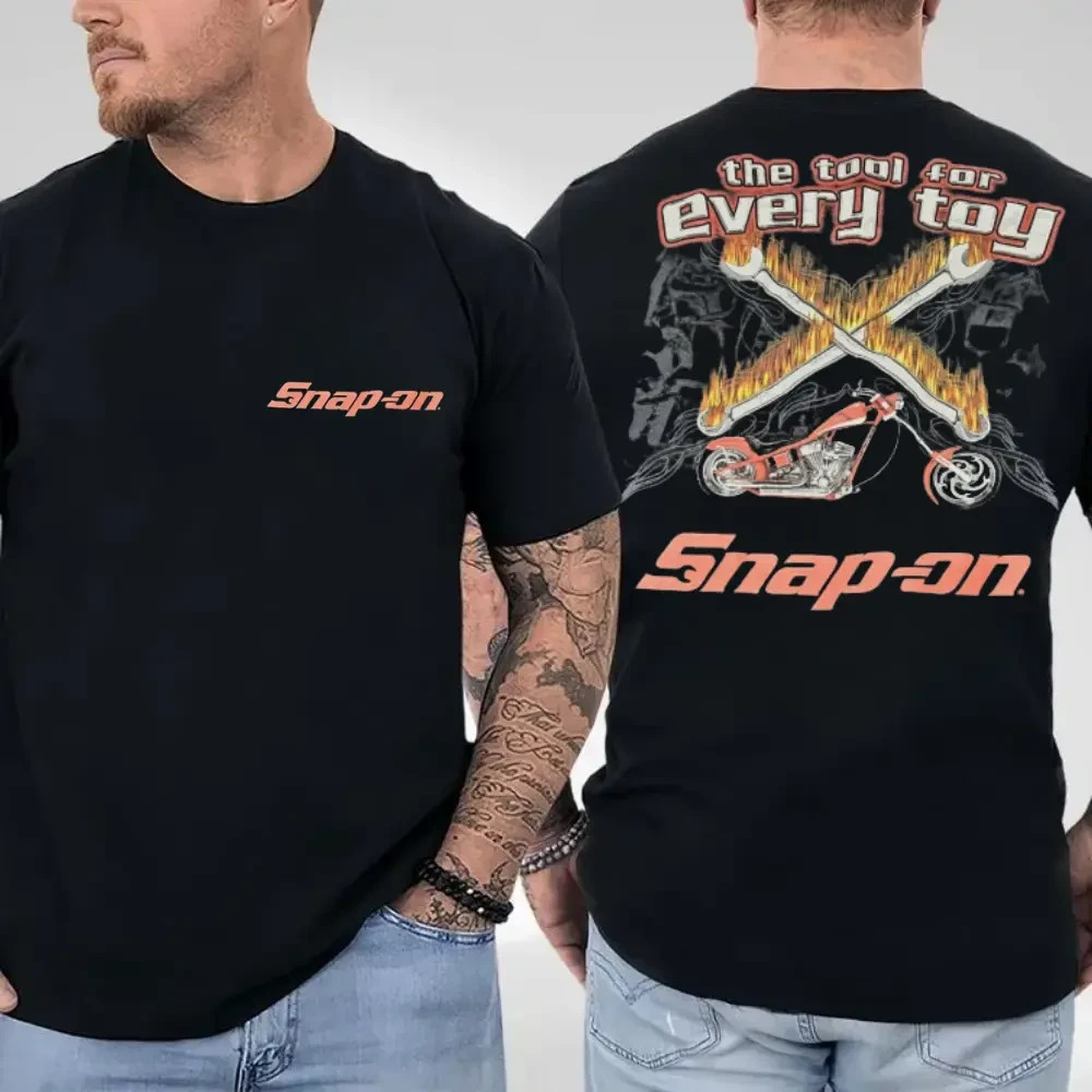 Vintage Heavy Cotton Snap-On T-Shirt, Classic Garage Logo Graphic Print