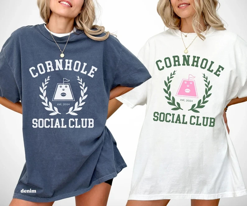 Retro Cornhole Player T-Shirt Vintage Social Club Graphic Top