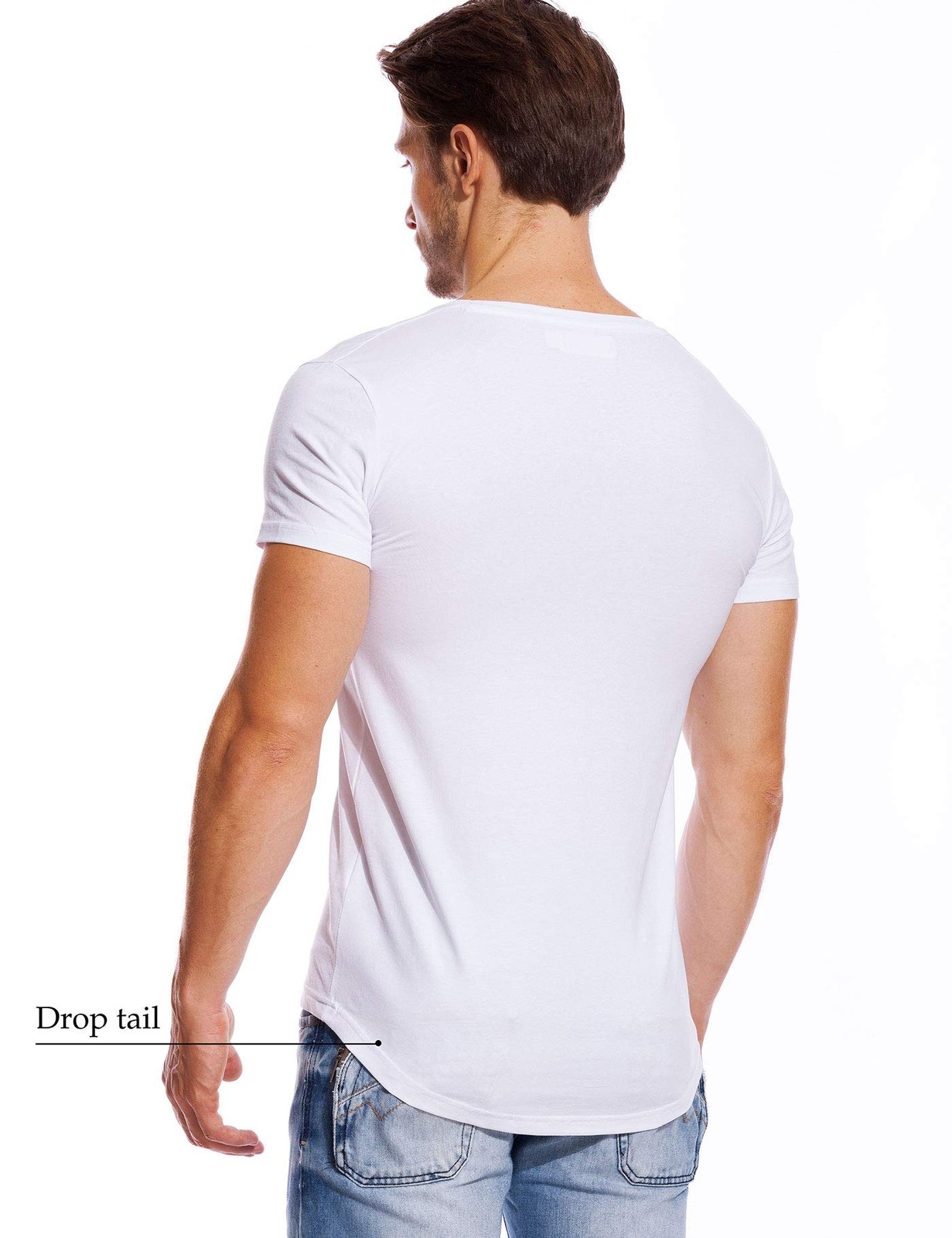 V Neck T Shirts Men Deep V Neck Tee Muscle Slim Fit Low Cut Undershirts White