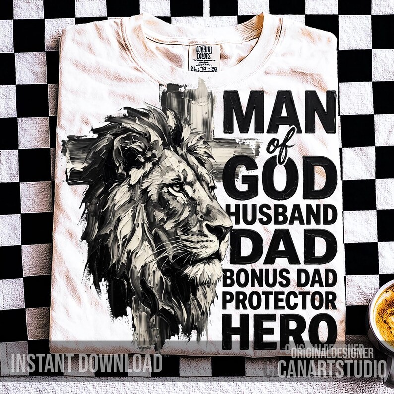 Man Of God Lion Gidan Tee Christian Father Religious Gift