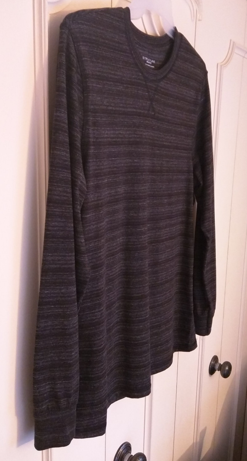 Structure Men’s Slim Fit Long Sleeve T-Shirt L Black/Dark Gray Soft Hardly Worn!