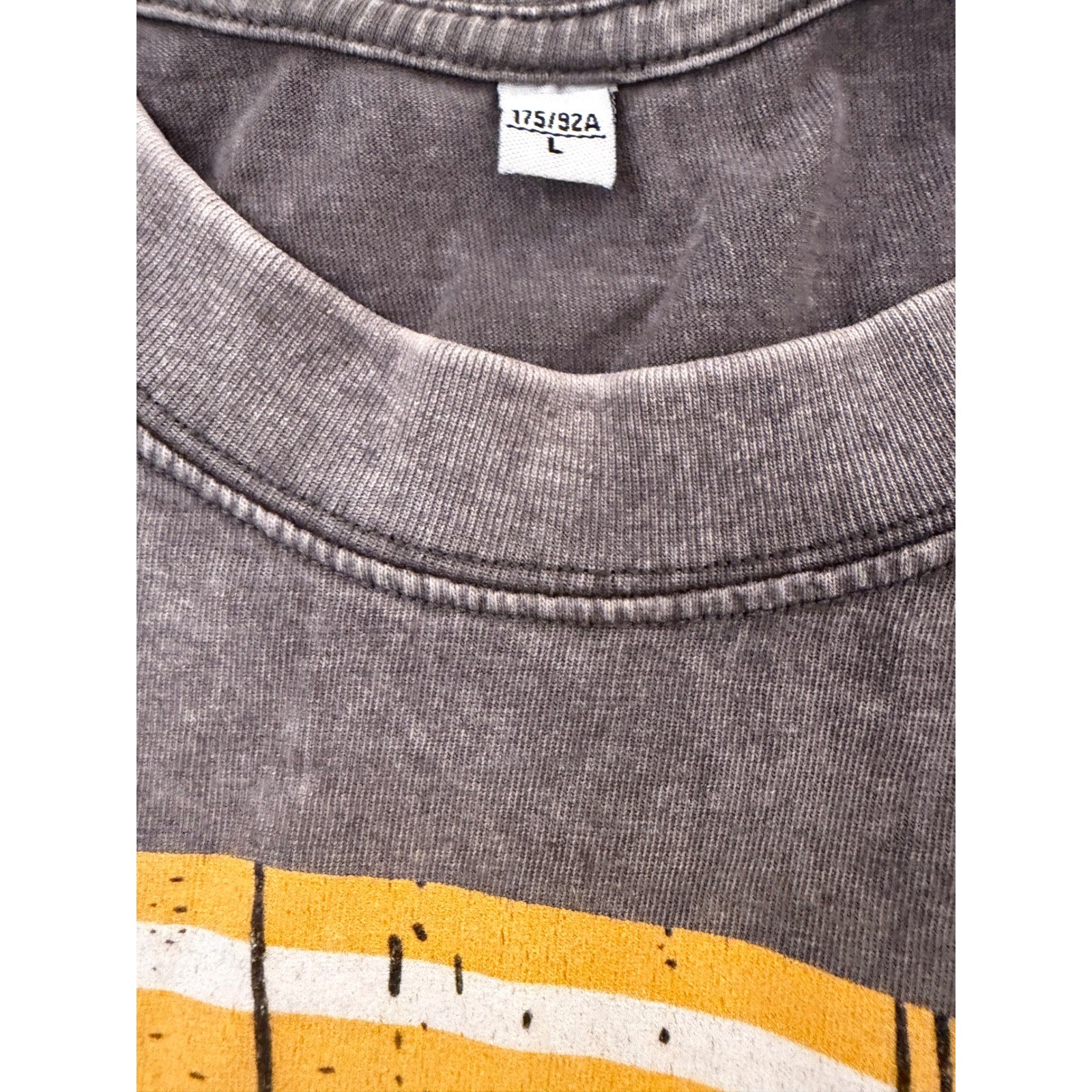 SHEIN Gray Acid Wash Graphic Tee Oversized Rose Halo Streetwear T-Shirt Large