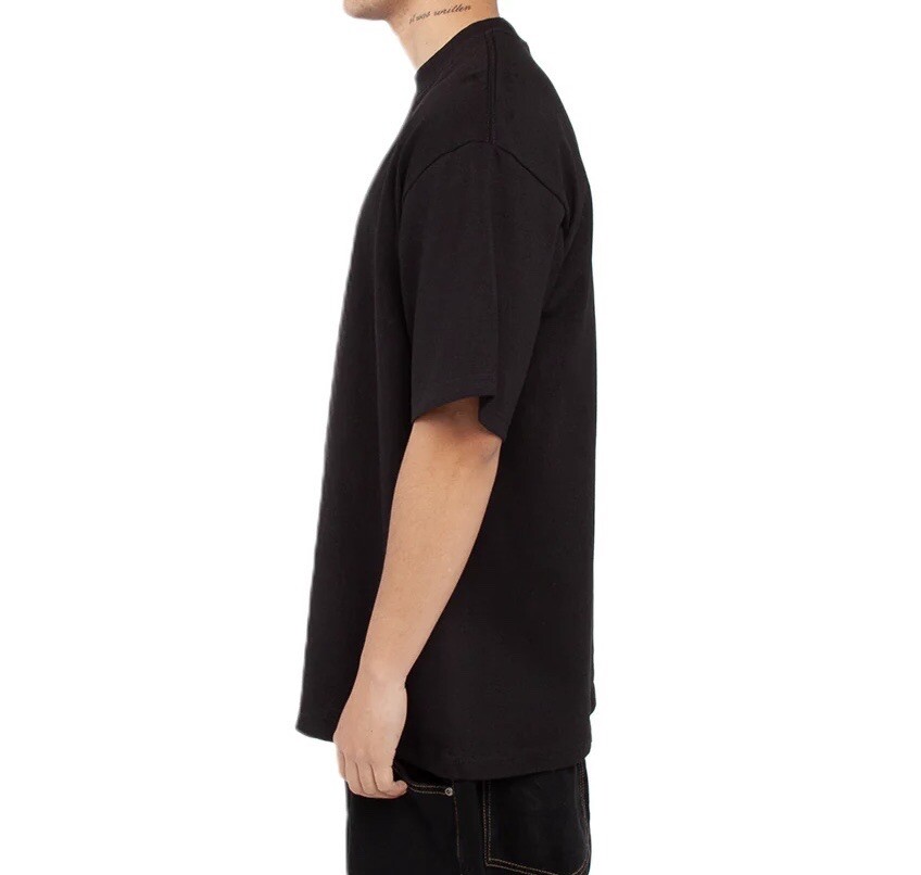 7.5oz Heavyweight Solid Black Short Sleeve T shirt Streetwear