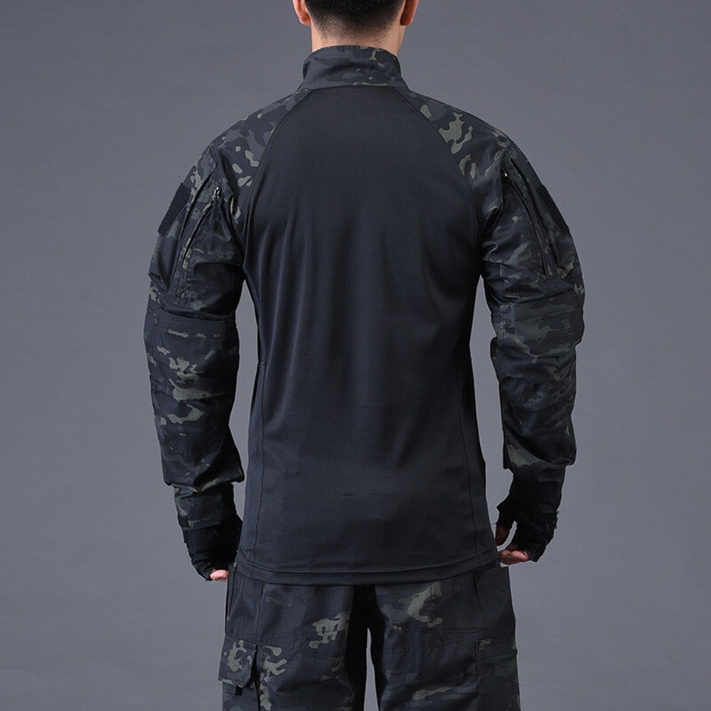 Men Tactical Combat T-Shirt Camouflage Military Shirt Long Sleeves Army Outdoor