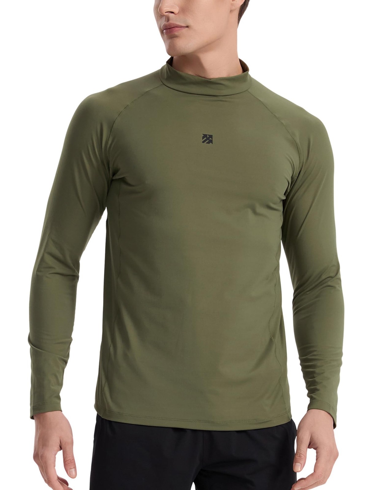 Mens Workout Shirts Long Sleeve Half Turtleneck Brushed Thermal Soft Mock Nec…