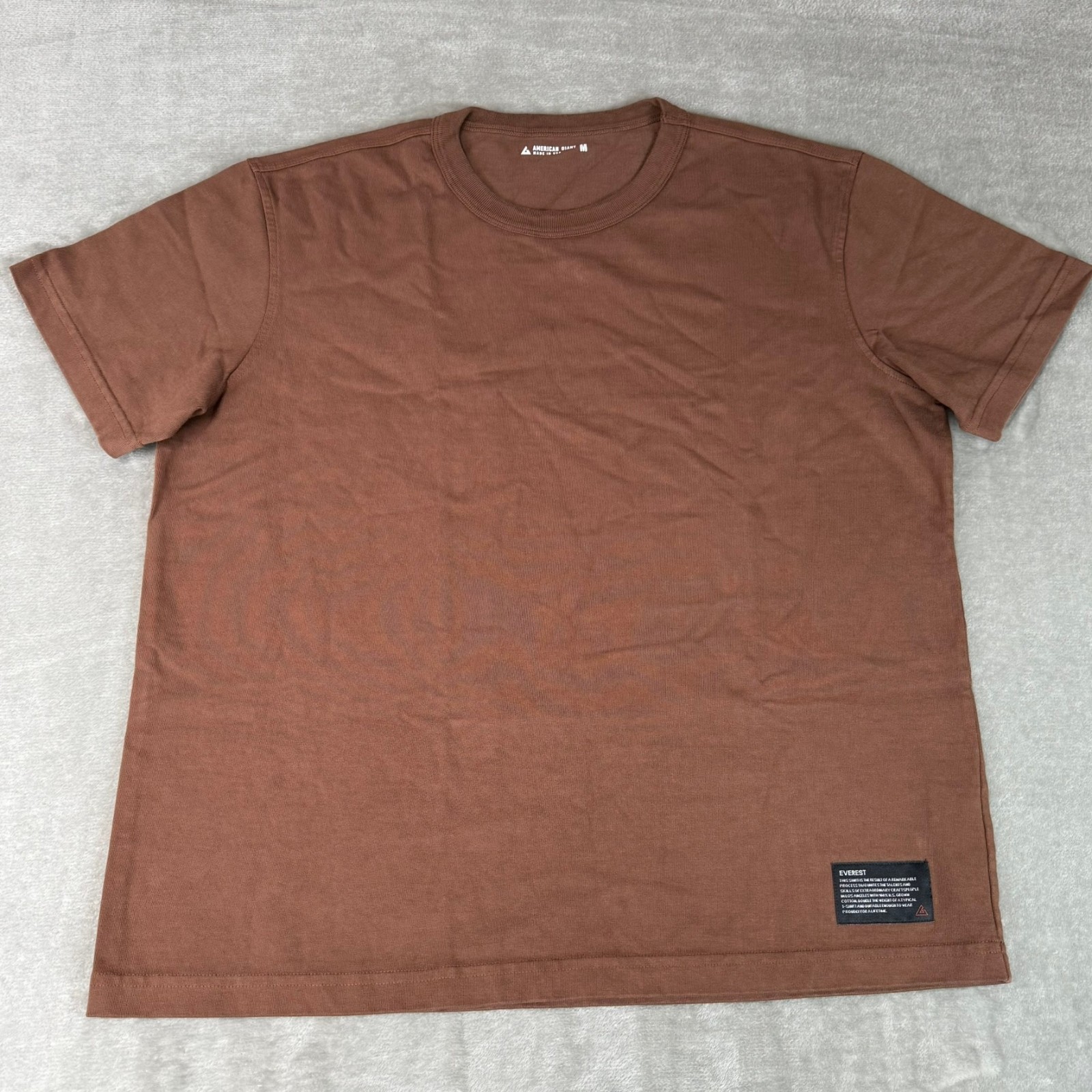 American Giant Everest Tee Mens Medium Tiramisu Brown Heavy Thick $80 USA NWOT
