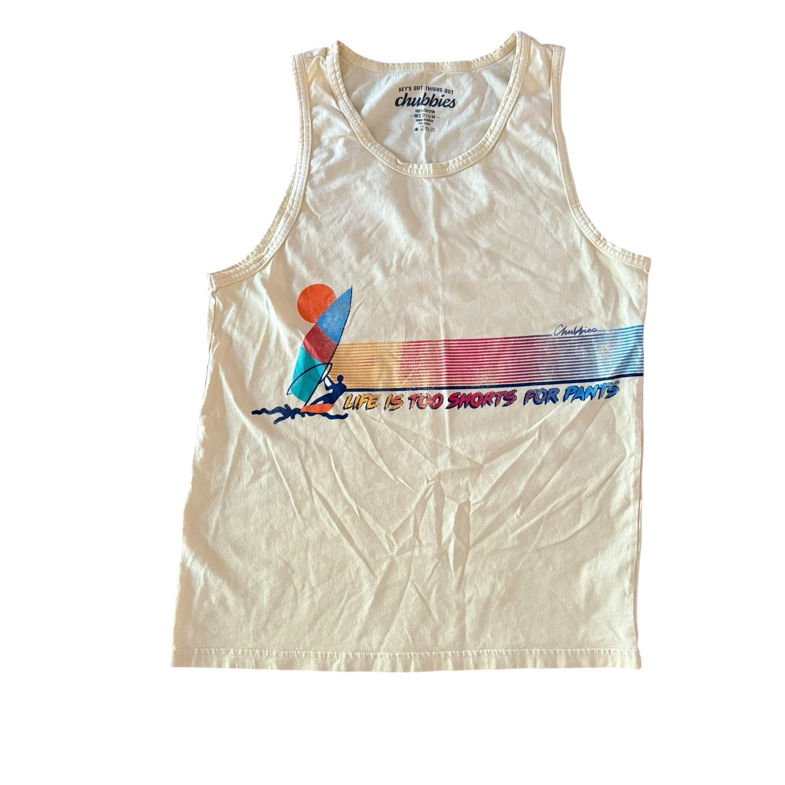 Chubbies Tank Top Men’s M Yellow Life Is Too Shorts For Pants