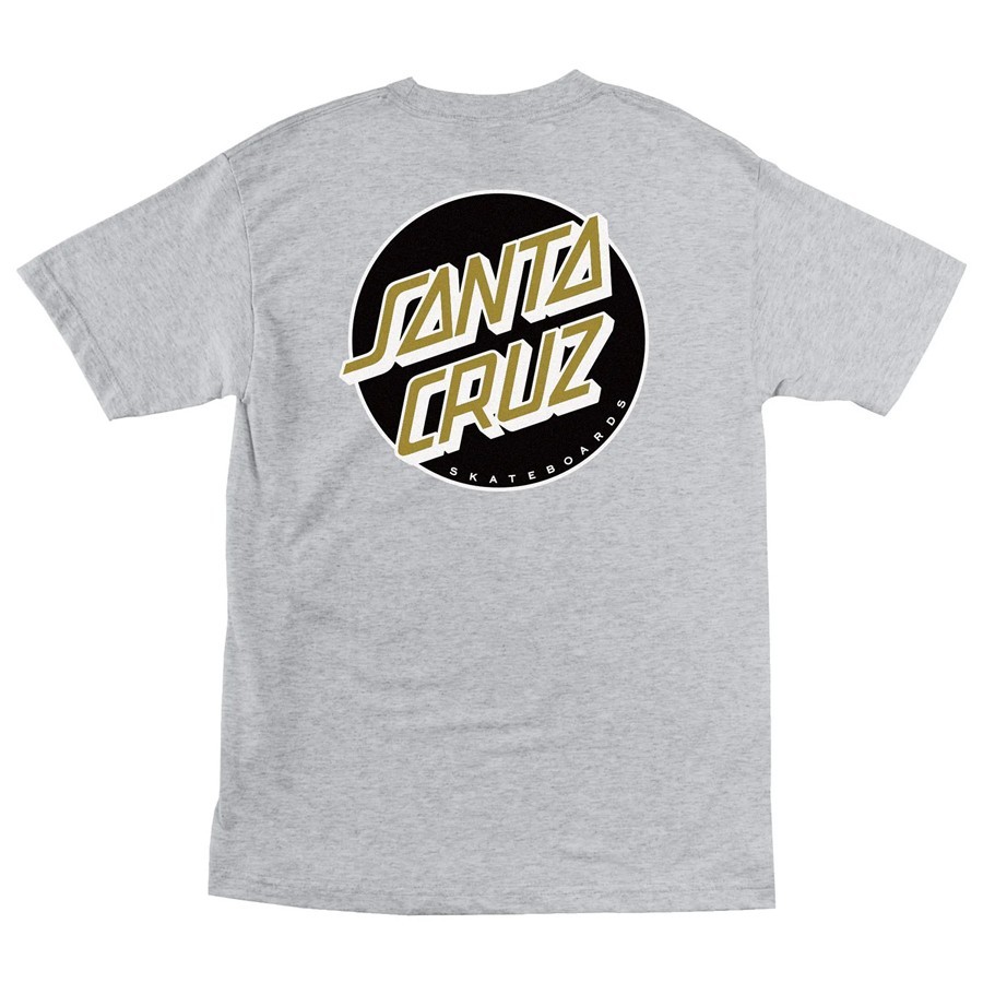 Santa Cruz OTHER DOT Skateboard T Shirt HEATHER GREY w/BLACK/GOLD Dot