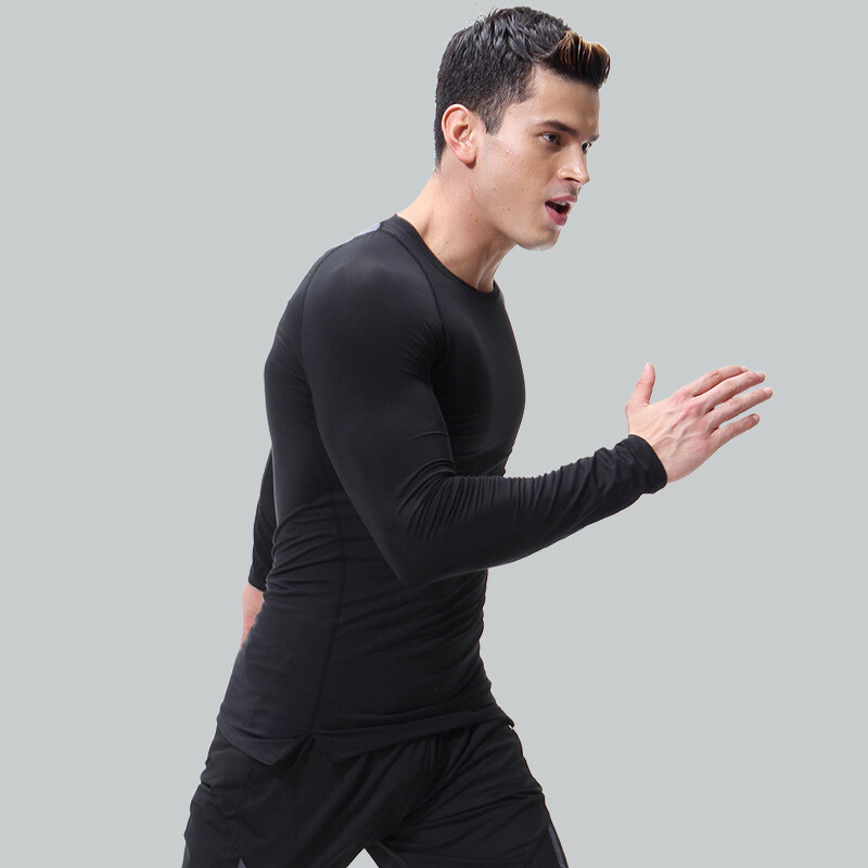 Men Compression Training Shirt Thermal Underwear Layer Workout Tops Long Sleeves