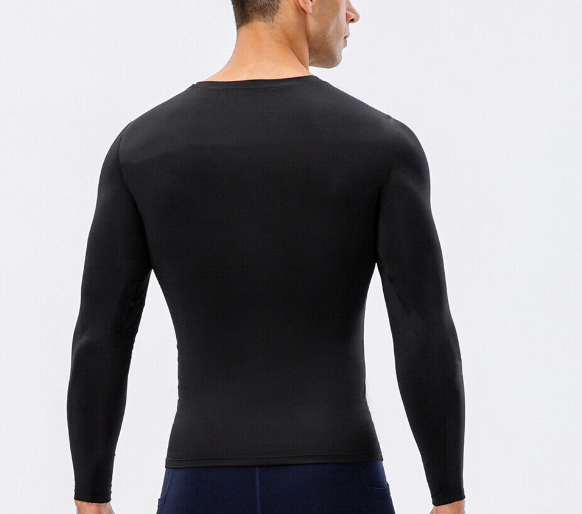 Mens Running Soft Long Sleeve Johns Liner Moisture Wicking T-Shirt Gym Tight Top