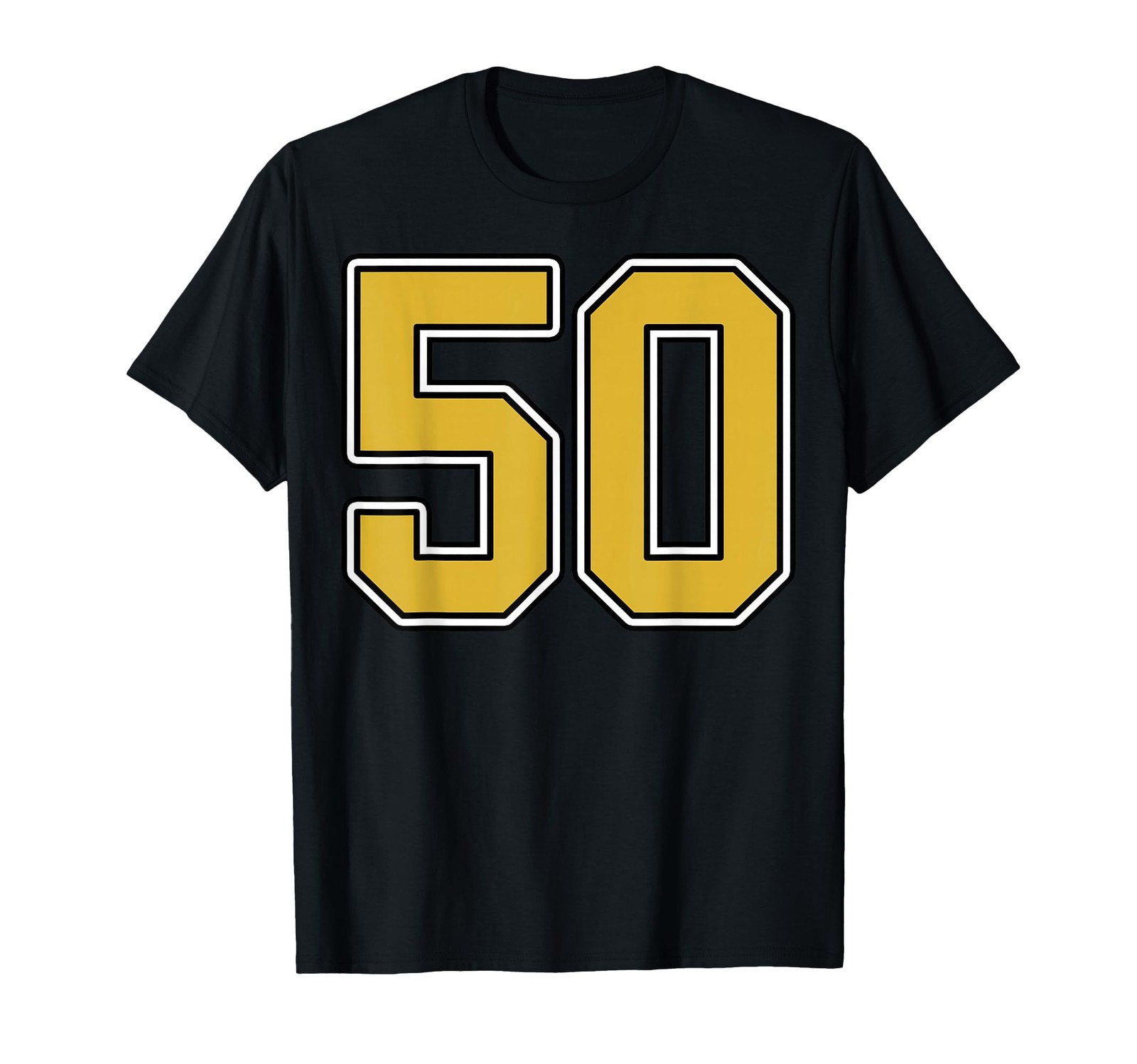 Old Gold Black White Sports Number 50 Jersey Uniform Player T-Shirt