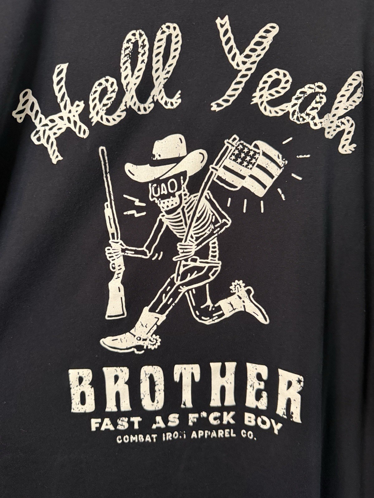 Combat Iron (Hell Yeah Brother) Black Athletic Fit XL 60/40 Cotton-Poly Blend