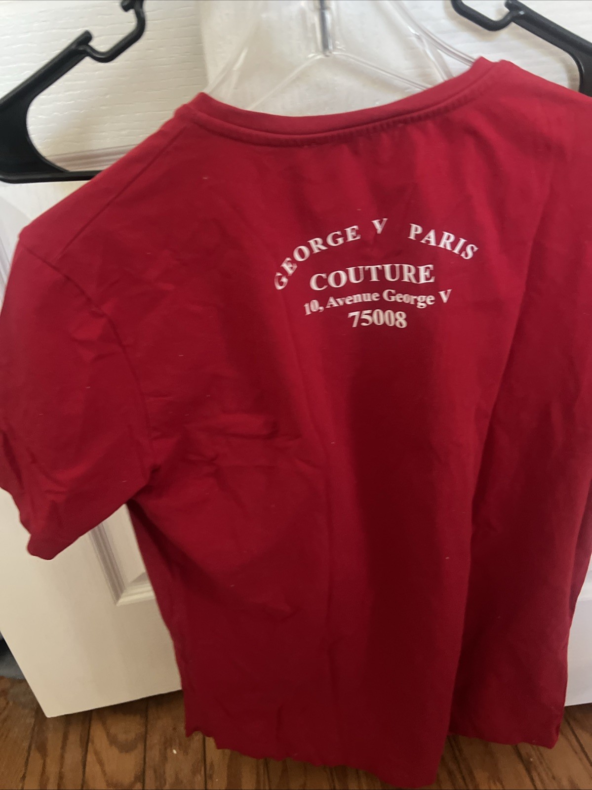 Avenue George V Paris Men’s Short Sleeve Red T-shirt Skull rhinestone M