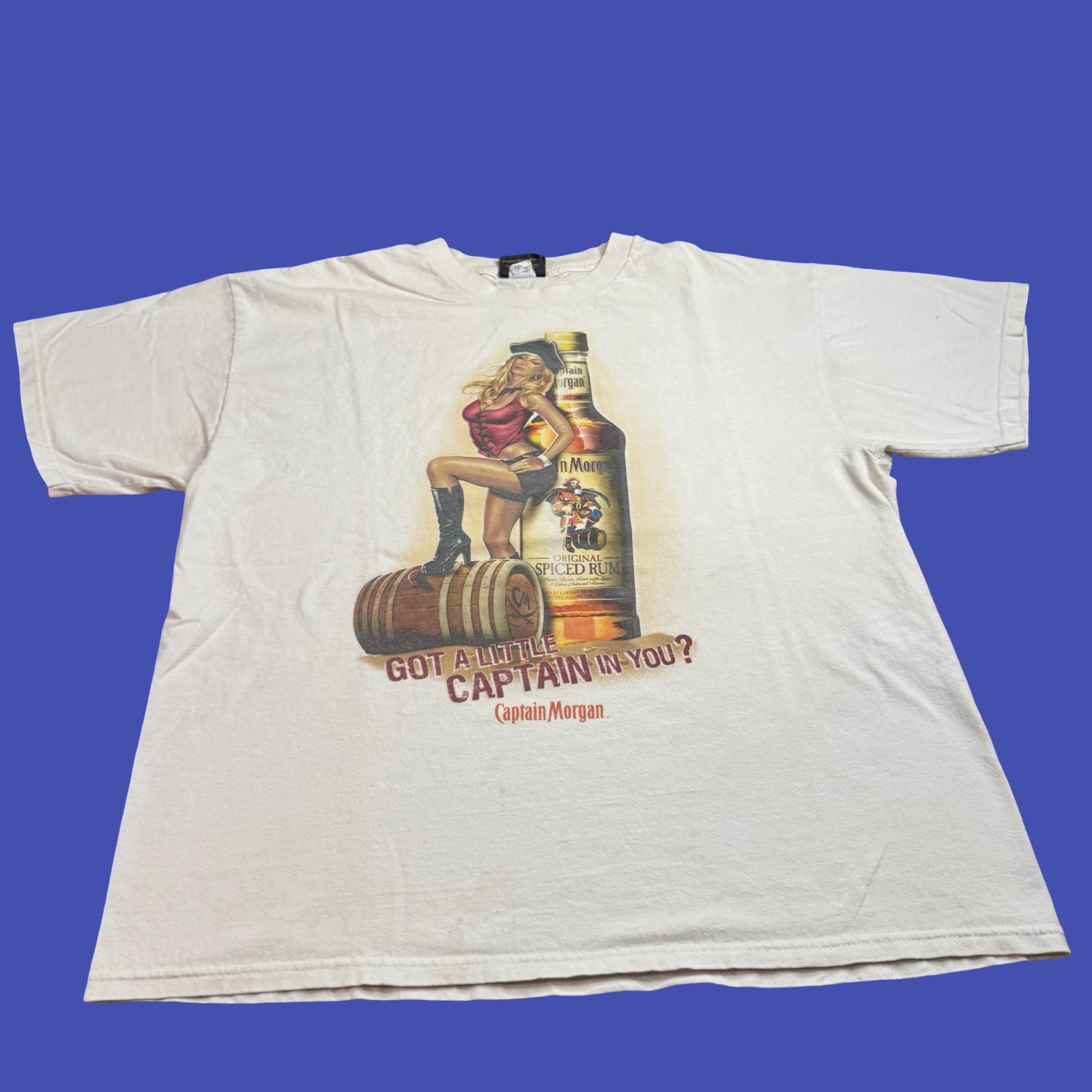 Captain Morgan Rum Graphic T Shirt XL Pirate Bar Brewery Promo Distressed