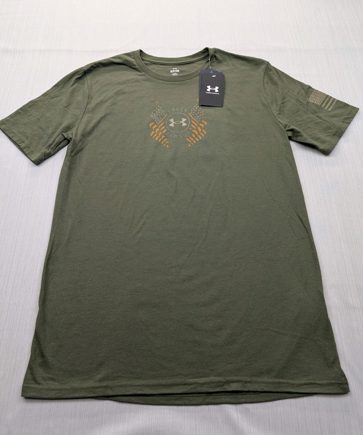 New Under Armour Freedom Tee Mens Sz Small Retro Distressed USA Lightweight