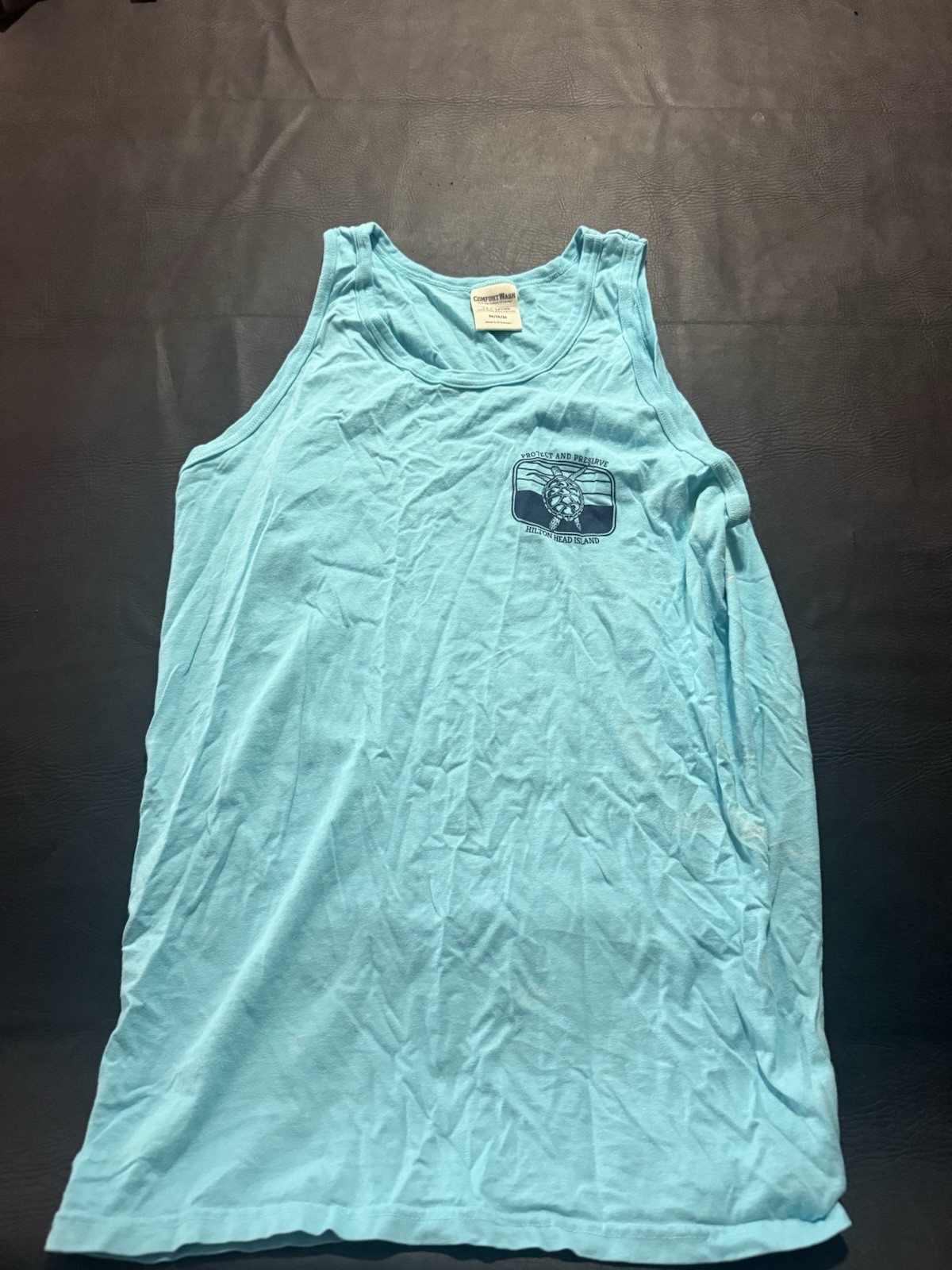 ComfortWash Men’s Blue M Cotton Knit Tank Top Protect & Preserve Hilton Head