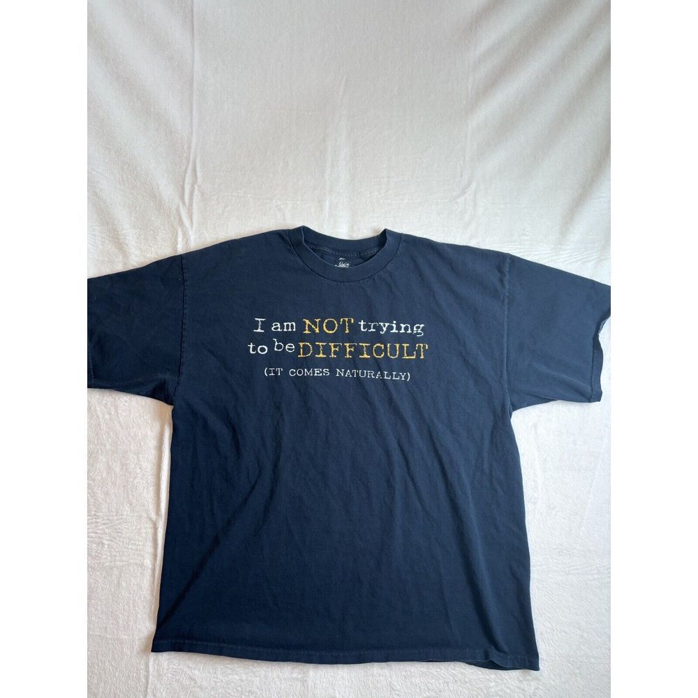 Ink inc I Am Not Trying to Be Difficult Blue Short Sleeve Shirt Men’s XXL *