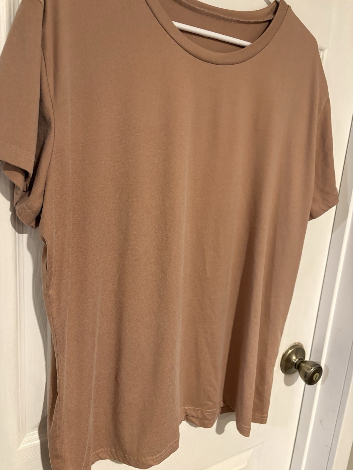 Men’s Brown Solid Crew Neck Short Sleeve Knit Stretch T-Shirt 2XL Regular