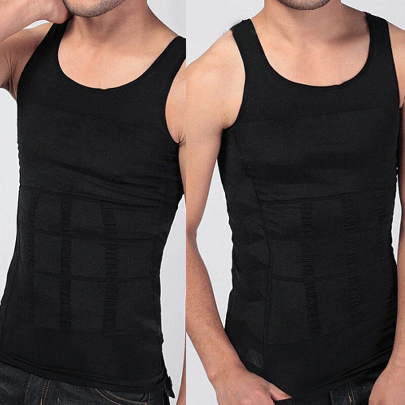 Men Slimming Body Shaper Abs Abdomen Compression Vest Workout Tank Tops Shirts