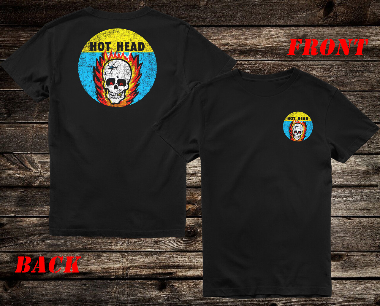Hot Rod Tee T Shirt Drag Race Racing Motorcycle Hot Head Skull Impko