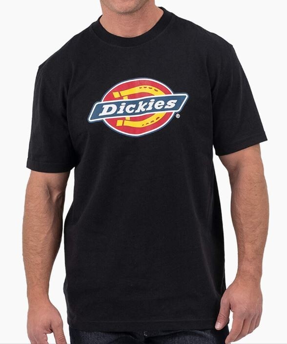 New Dickies Men’s Short Sleeve Tri-Color Logo Graphic T-Shirt Black Medium