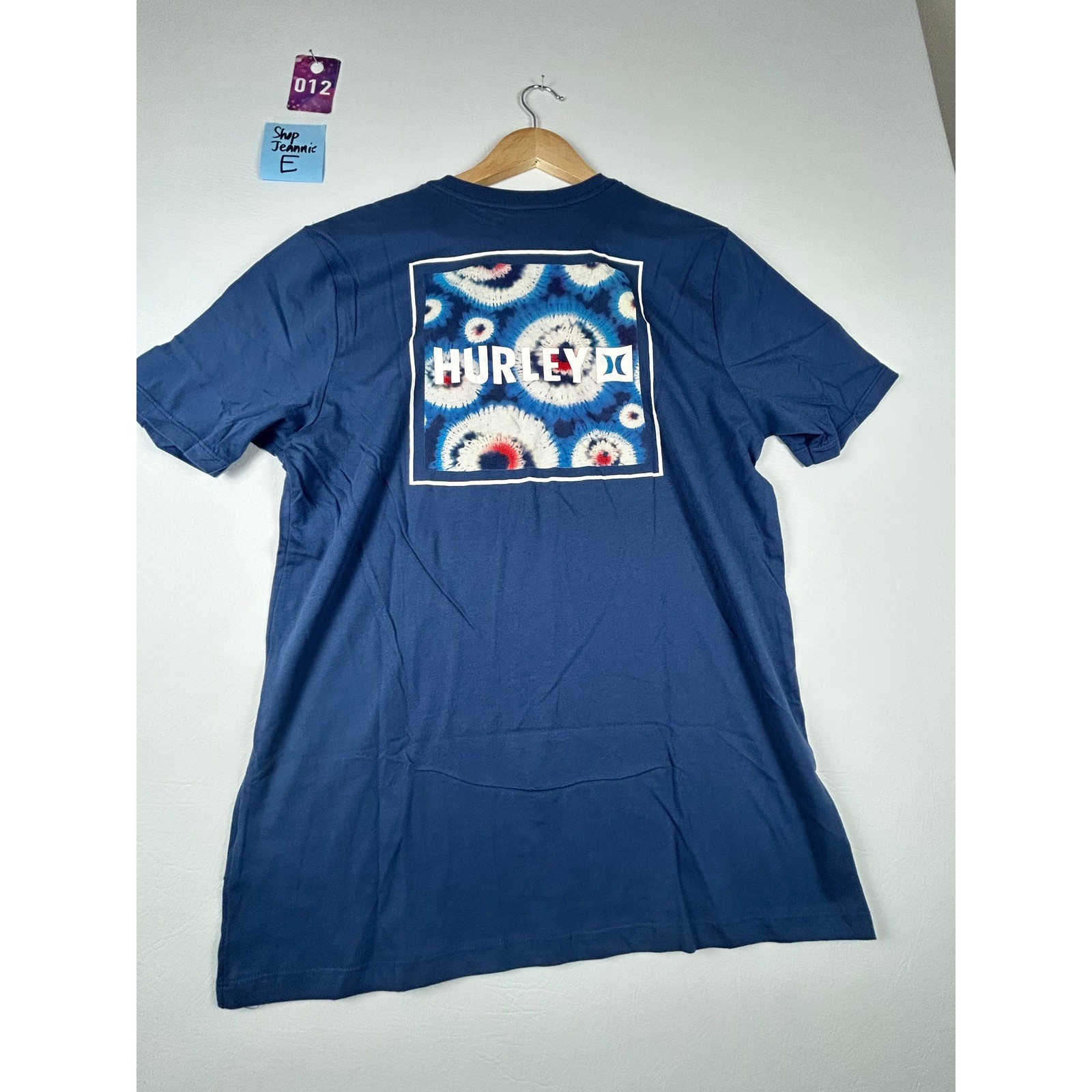 NWT Hurley Mens Graphic T Shirt Medium Blue Tie Dye Back Logo Surf Streetwear