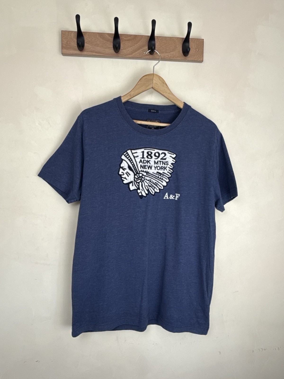 Abercrombie & Fitch Muscle Fit T Shirt Blue Size XXL Large Applique Graphic Y2K