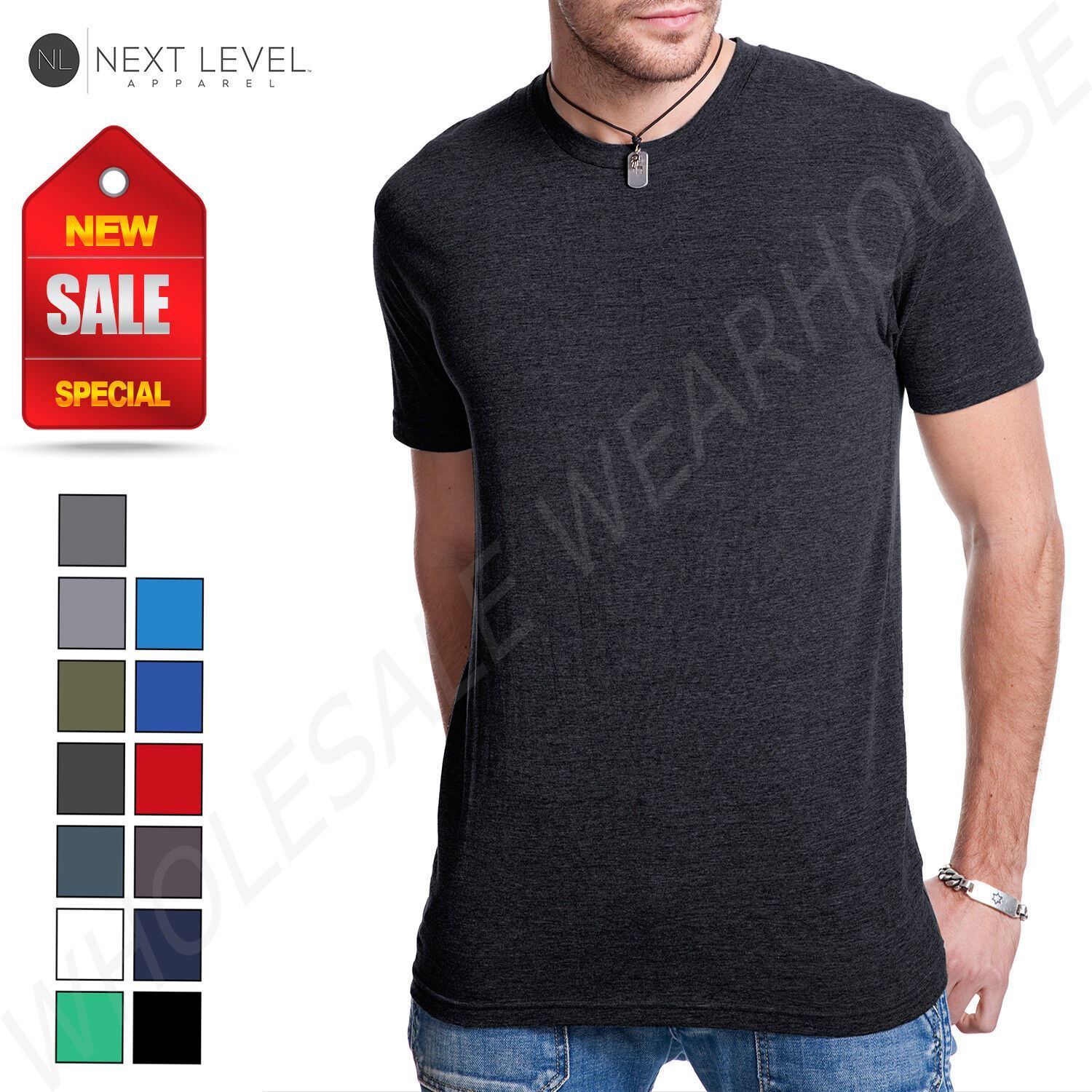NEW Next Level Men’s Premium Fit Triblend Crew T-Shirt M-6010