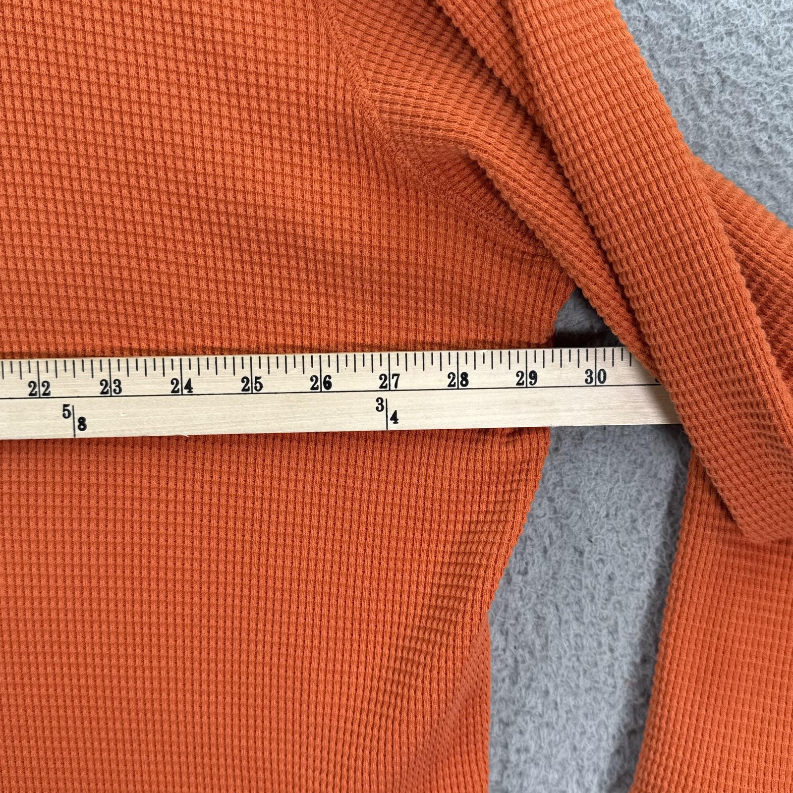 Eddie Bauer Shirt Mens 2XL Orange Thermal Waffle Knit Henley Long Sleeve Casual