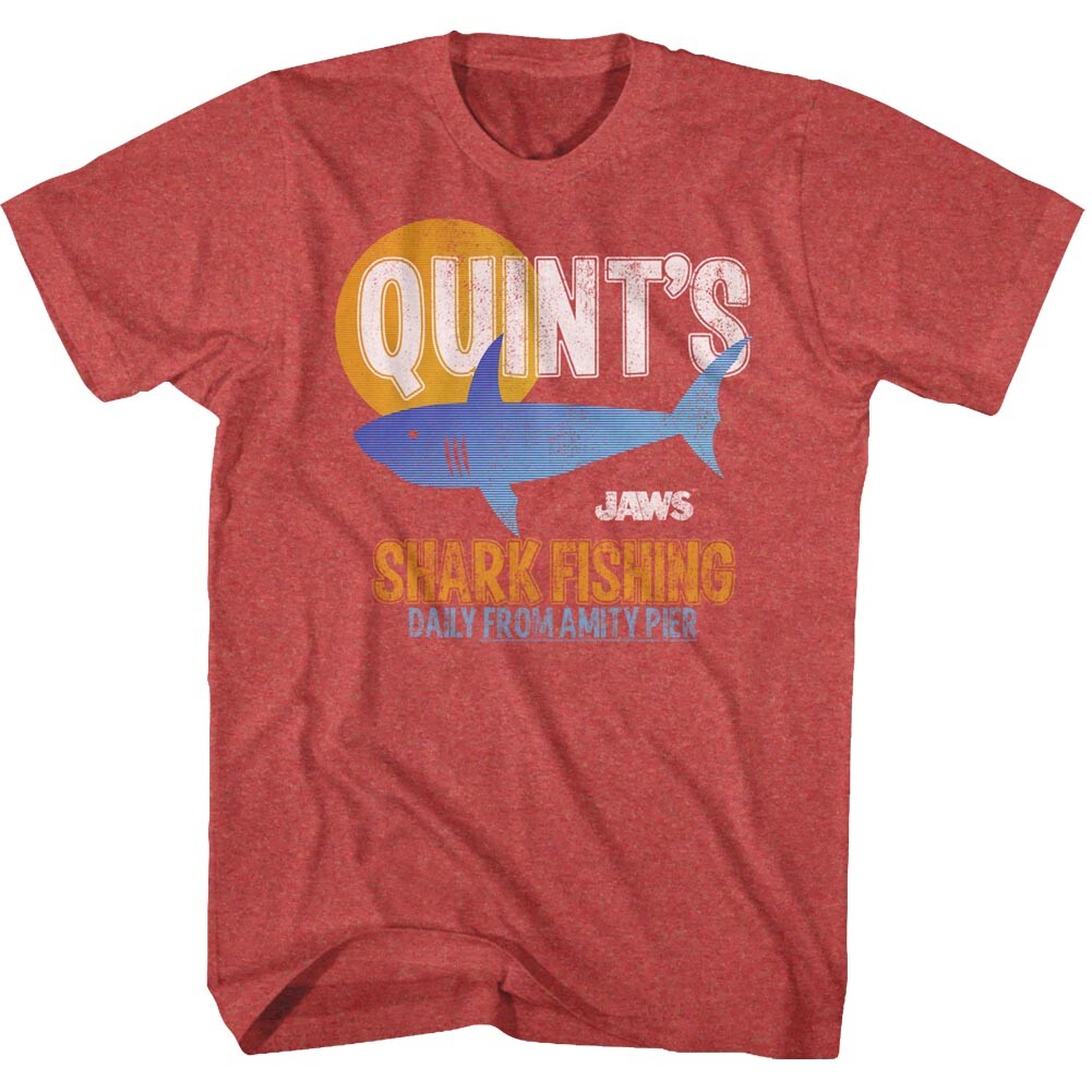 Jaws 70’s Thriller Movie Quint’s Fishing Daily From Amity Pier Men’s T Shirt