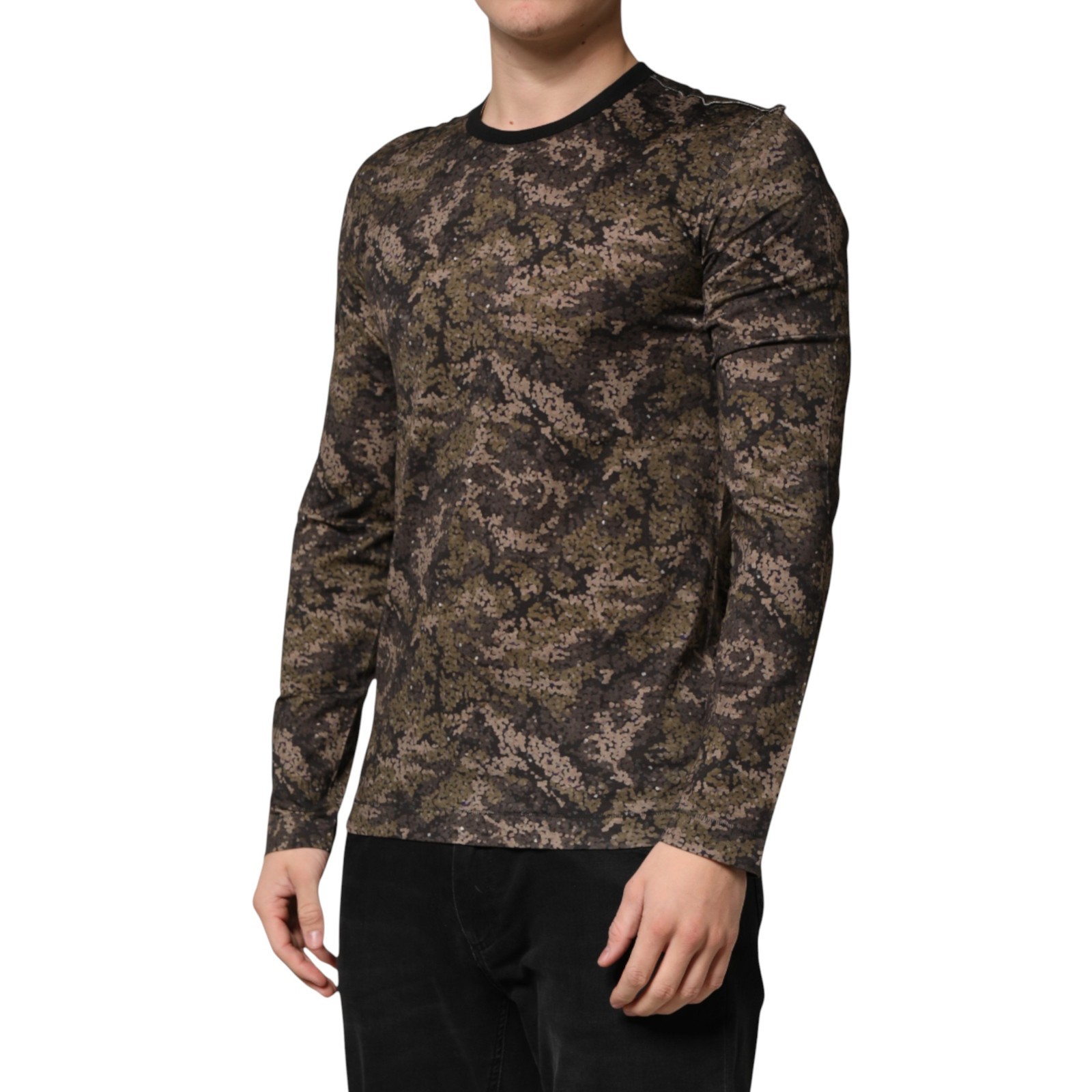 DOLCE & GABBANA T-shirt Multicolor Camouflage Long Sleeves IT48/US38/M 350usd