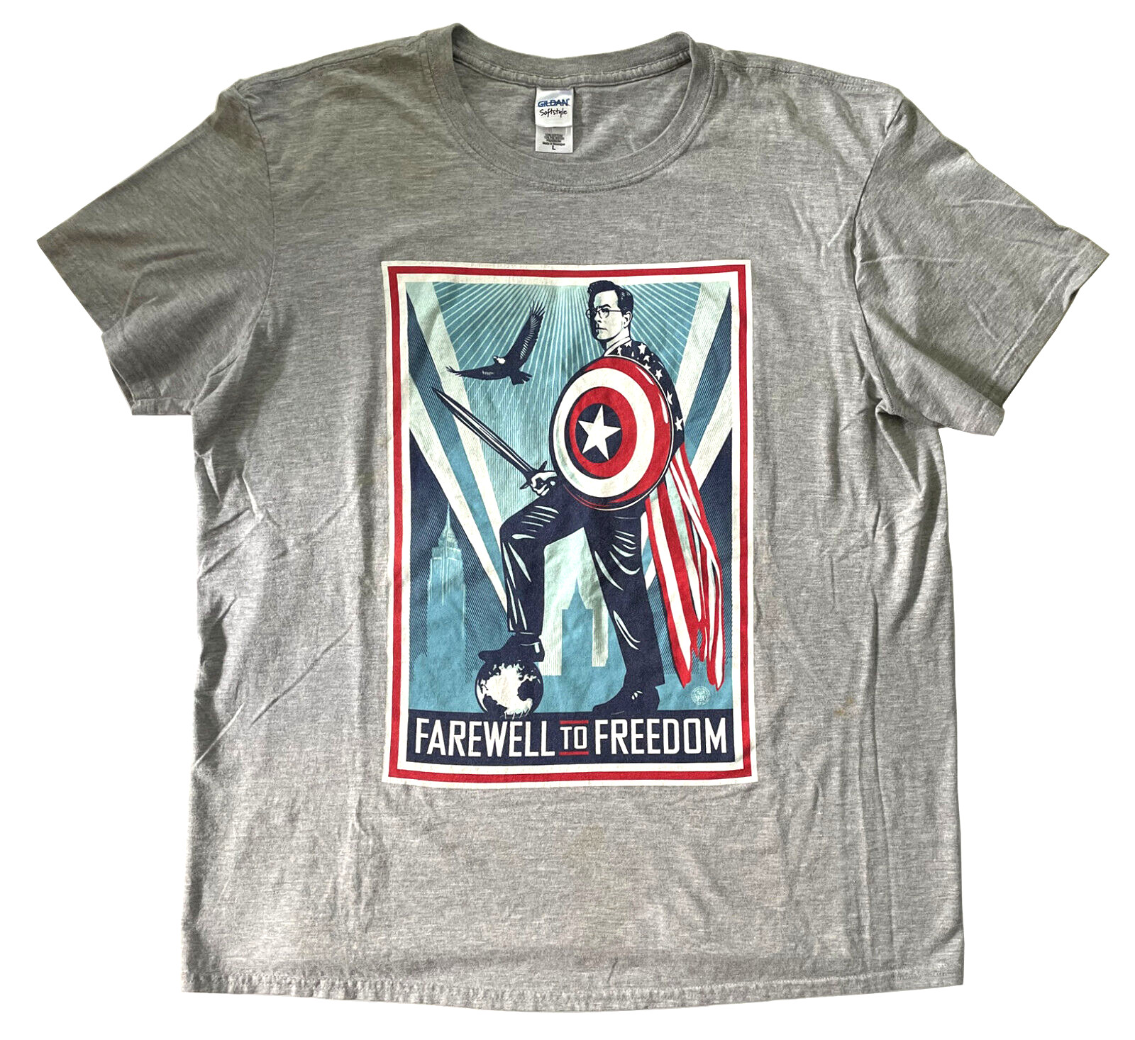 SHEPARD FAIREY COLBERT REPORT ‘Farewell to Freedom” Graphic T-Shirt Size L