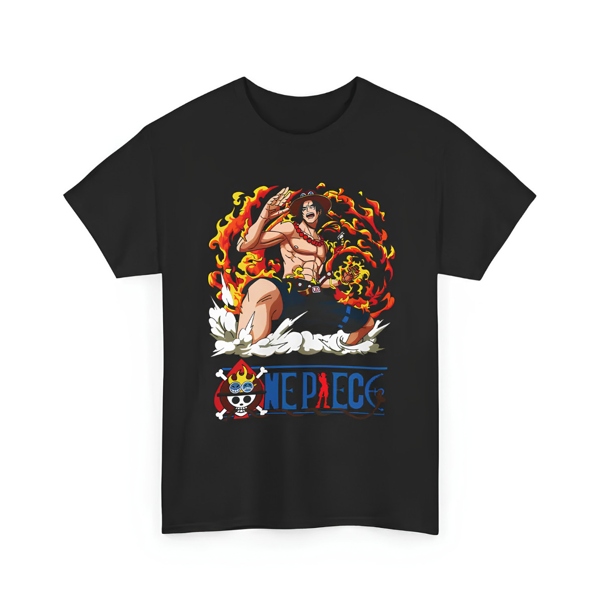 Fire Fist Ace One Piece T-Shirt | Anime Pirate Skull Logo Tee